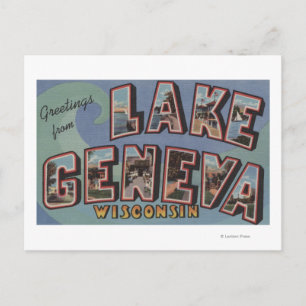 Meer van Genève, Wisconsin - Grote letterscènes Briefkaart