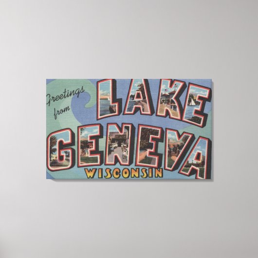 Meer van Genève, Wisconsin - Grote letterscènes Canvas Afdruk (Voorkant)