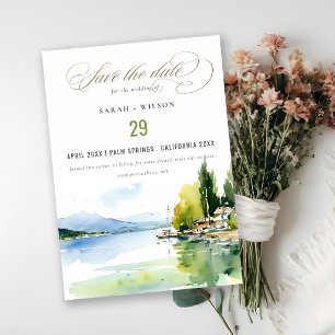 Meer van Genève Zwitserland Aquarel Landschap Brui Save The Date