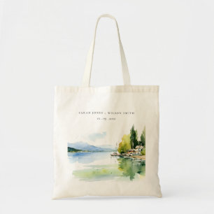 Meer van Genève Zwitserland Aquarel Landschap Brui Tote Bag