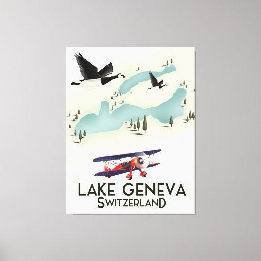 meer van Genève Zwitserland Reisposter Canvas Afdruk (Voorkant)