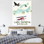 meer van Genève Zwitserland Reisposter Canvas Afdruk (Insitu (Slaapkamer))
