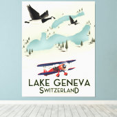 meer van Genève Zwitserland Reisposter Canvas Afdruk (Insitu (Houten vloer))