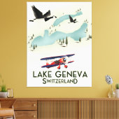 meer van Genève Zwitserland Reisposter Canvas Afdruk (Insitu (Woonkamer))