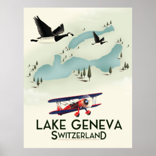 meer van Genève Zwitserland Reisposter Poster
