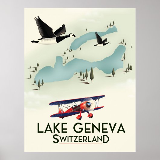 meer van Genève Zwitserland Reisposter Poster (Voorkant)