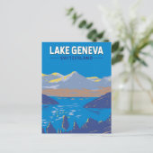 Meer van Genève Zwitserland Travel Art Briefkaart (Staand voorkant)