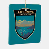 Meer van Genève Zwitserland Travel Art  Keramisch Ornament (Rechts)