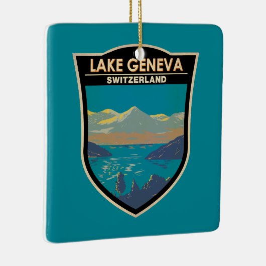 Meer van Genève Zwitserland Travel Art  Keramisch Ornament (Rechts)