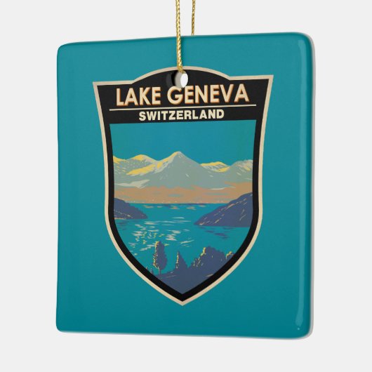 Meer van Genève Zwitserland Travel Art  Keramisch Ornament (Links)