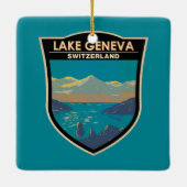 Meer van Genève Zwitserland Travel Art  Keramisch Ornament (Achterkant)
