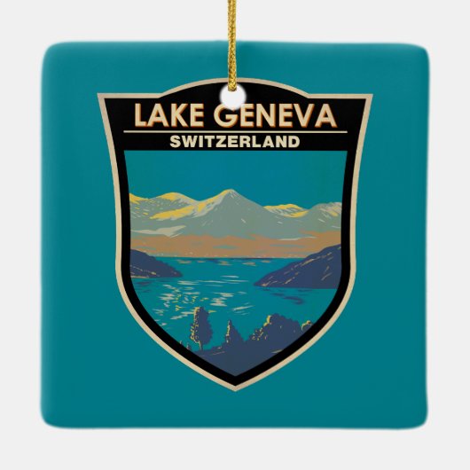 Meer van Genève Zwitserland Travel Art  Keramisch Ornament (Achterkant)