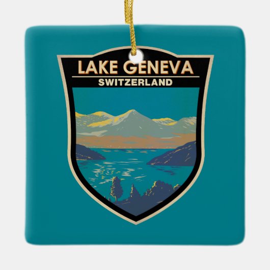 Meer van Genève Zwitserland Travel Art  Keramisch Ornament (Voorkant)