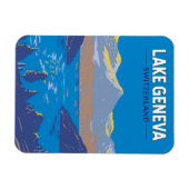 Meer van Genève Zwitserland Travel Art  Magneet (Horizontaal)