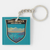 Meer van Genève Zwitserland Travel Art Sleutelhanger (Achterkant)