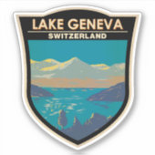 Meer van Genève Zwitserland Travel Art  Sticker (Voorkant)