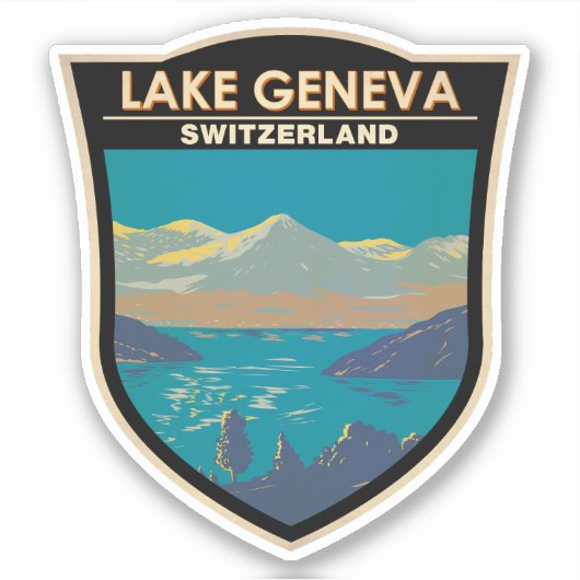 Meer van Genève Zwitserland Travel Art  Sticker (Voorkant)