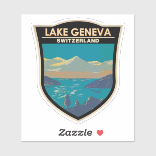 Meer van Genève Zwitserland Travel Art  Sticker (Vel)