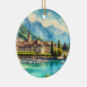 Meer van Genève Zwitserland Waterverf Kerst Keramisch Ornament (Rechts)
