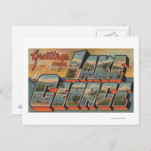 Meer van George, New York - Grote Letter-scènes Briefkaart (Voorkant / Achterkant)