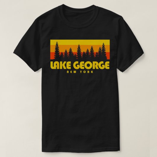 Meer van George NY Retro Trees Lake George T-shirt (Design voorkant)