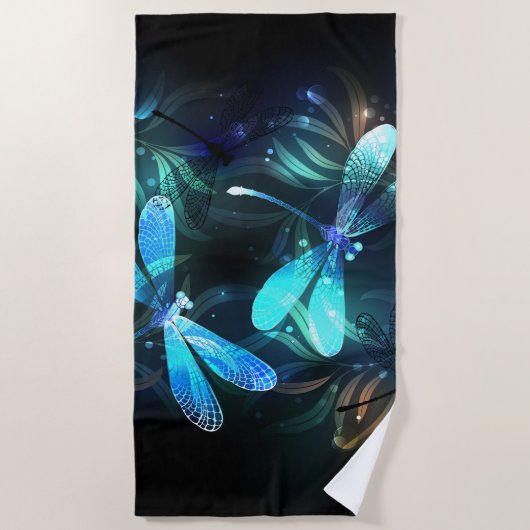 Meer van gloeiende libellen strandlaken