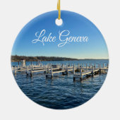 Meer van het Wisconsin-keramisch sierameer Keramisch Ornament (Achterkant)