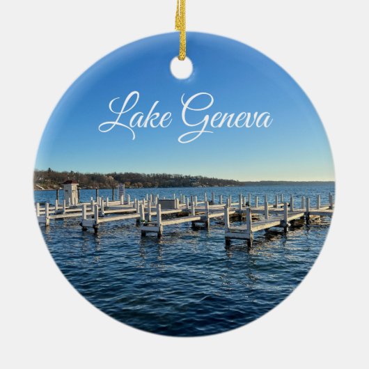 Meer van het Wisconsin-keramisch sierameer Keramisch Ornament (Achterkant)