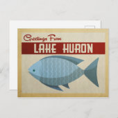 Meer van Huron Blue Fish Vintage Travel Briefkaart (Voorkant / Achterkant)