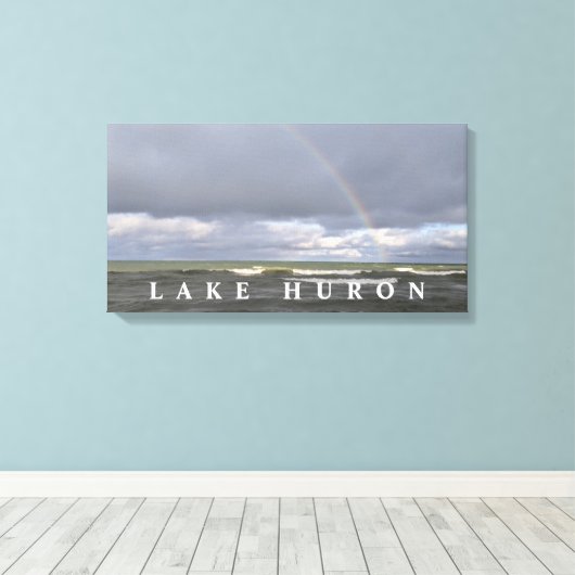 Meer van Huron-regenboog Canvas Afdruk (Insitu (Houten vloer))