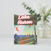 Meer van Huron Travel poster Briefkaart (Staand voorkant)