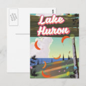 Meer van Huron Travel poster Briefkaart (Voorkant / Achterkant)