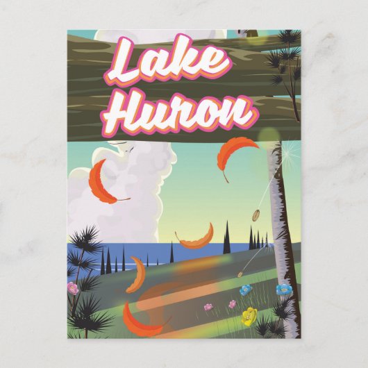 Meer van Huron Travel poster Briefkaart (Voorkant)