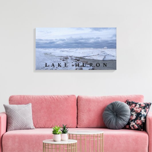 Meer van Huron Winter Canvas Afdruk (Insitu (Woonkamer))