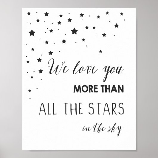 Meer van je dan van alle sterren Quote art Nursery Poster (Voorkant)