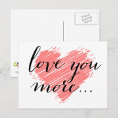 Meer van je... | Roze hart Briefkaart (Voorkant / Achterkant)