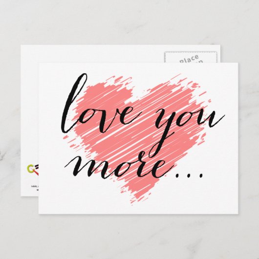 Meer van je... | Roze hart Briefkaart (Voorkant / Achterkant)