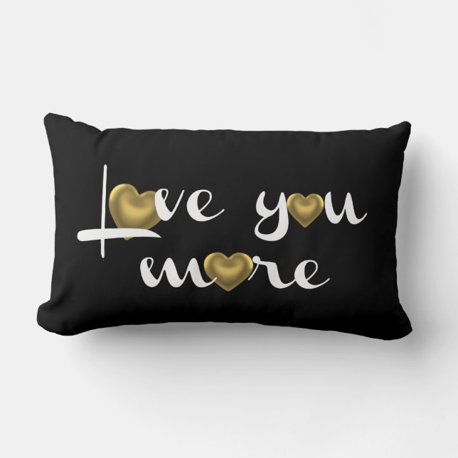 Meer van je, witte, gouden harten op zwart kussen (Voorkant)