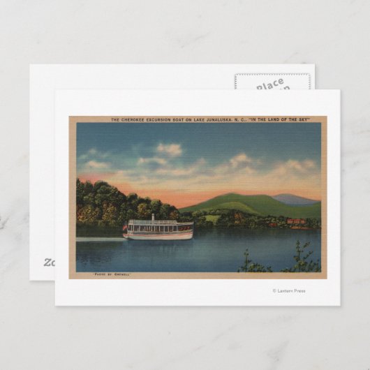 Meer van Junaluska, NC - Uitzicht van Cherokee Boa Briefkaart (Voorkant / Achterkant)