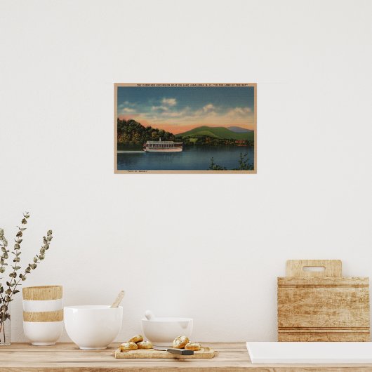 Meer van Junaluska, NC - Uitzicht van Cherokee Boa Poster (Keuken)