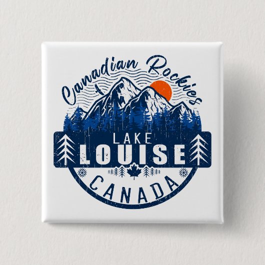 Meer van Louise Canada:  Retro Sunset Souvenir Vierkante Button 5,1 Cm (Voorkant)
