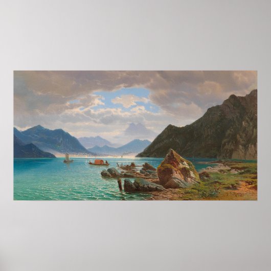 Meer van Lugano[1859] door François Roffiaen (1820 Poster (Voorkant)