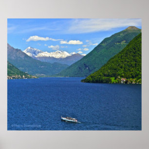 "MEER VAN LUGANO" LINNEN GLANS AFDRUK POSTER