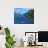 "MEER VAN LUGANO" LINNEN GLANS AFDRUK POSTER (Thuiskantoor)