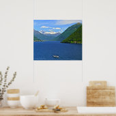 "MEER VAN LUGANO" LINNEN GLANS AFDRUK POSTER (Keuken)