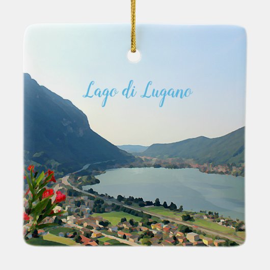 Meer van Lugano - schilderij Keramisch Ornament (Achterkant)
