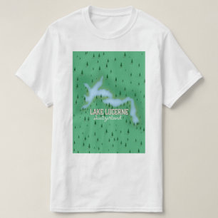Meer van Luzern Zwitserland reisposter kaart T-shirt