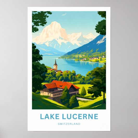 Meer van Luzern Zwitserland Reisprint Poster (Voorkant)