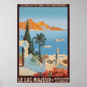 Meer van Maggiore Italië Oude Reisposter Afdruk Poster