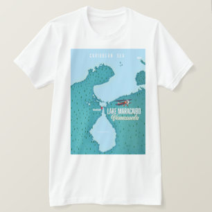 Meer van Maracaibo, Venezuela kaart navigatie. T-shirt